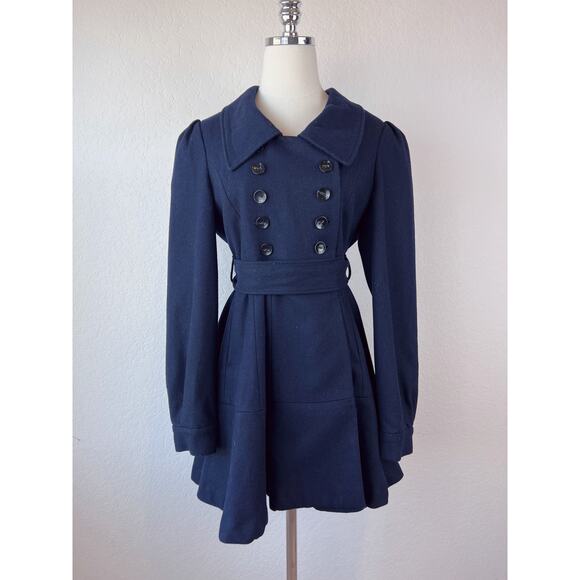 Forever 21 Jackets & Blazers - Vintage Y2K Forever 21 Navy Wool Blend Pea Coat size Large Belted
